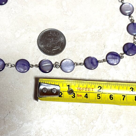 Purple Mother of Pearl Beaded Adjustable Short Necklace - Picture 10 of 11